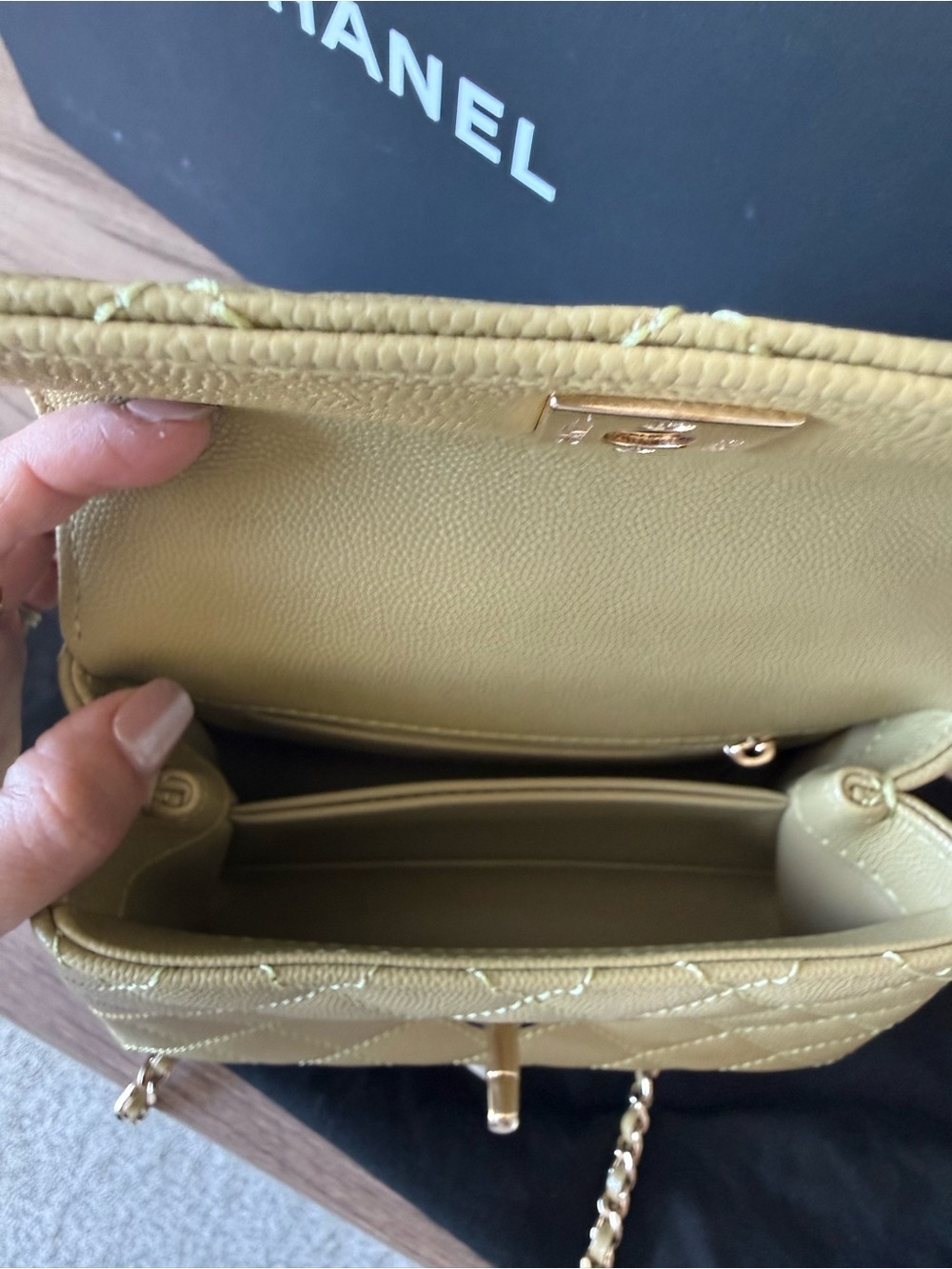 CHANEL Coco Top Handle Bag in Olive Green Caviar Leather with Gold Hardware - Picture 10 of 13